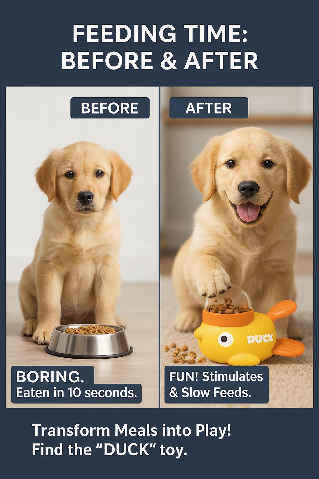 Dog Food Feeder Cartoon Duck